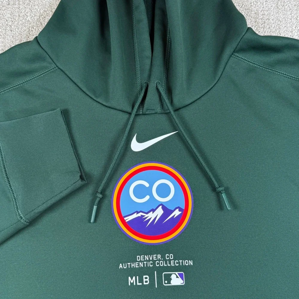 Nike Therma-Fit Mens 2XL Colorado Rockies City Connect Green Fleece Hoodie